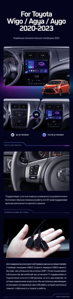 Штатная магнитола Teyes CC3 2K 6/128 Toyota Wigo/Agya (2020-2023) F1