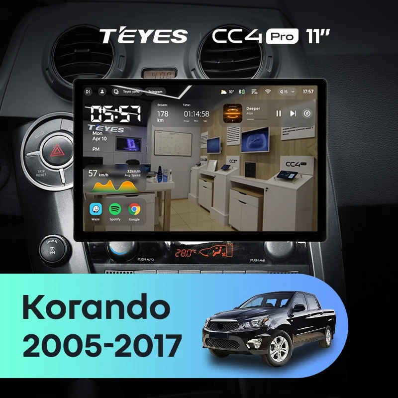 Штатная магнитола Teyes CC4 Pro 8/128 SsangYong Korando Sports (2005-2017) (11")