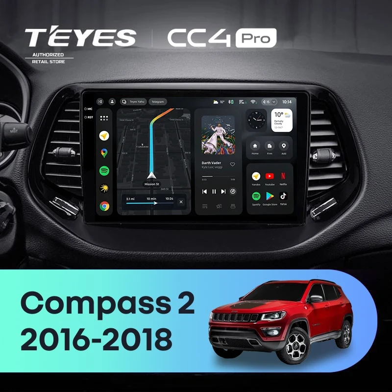 Штатная магнитола Teyes CC4 8/128 Jeep Compass 2 MP (2016-2018)