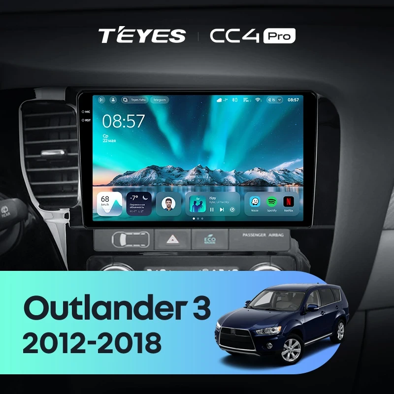 Штатная магнитола Teyes CC4 Pro 8/128 Mitsubishi Outlander 3 GF0W GG0W (2012-2018) Тип-A