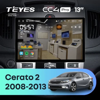 Штатная магнитола Teyes CC4 Pro 12/256 Kia Cerato 2 TD (2008-2013) F1 (13")