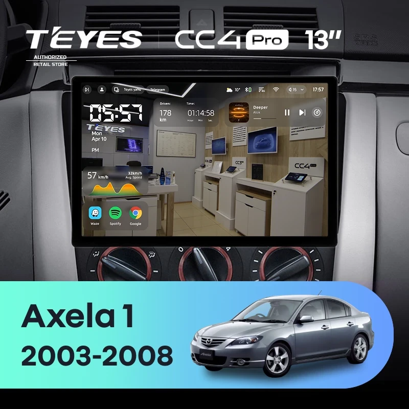 Штатная магнитола Teyes CC4 Pro 8/128 Mazda Axela 1 (2003-2008) (13")