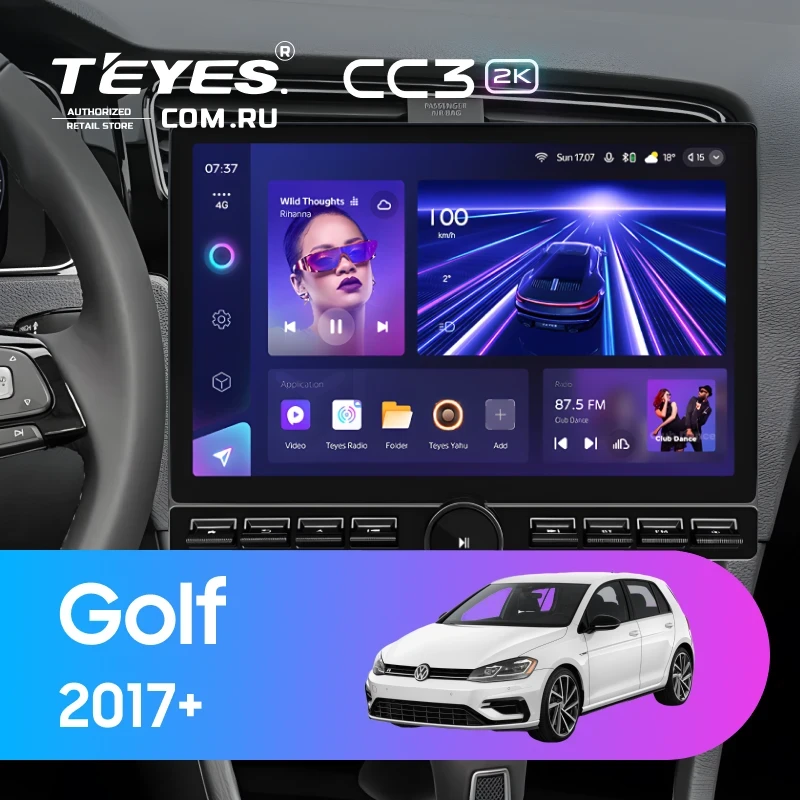 Штатная магнитола Teyes CC3 2K 6/128 Volkswagen Golf 2017+ (13" с кнопками)