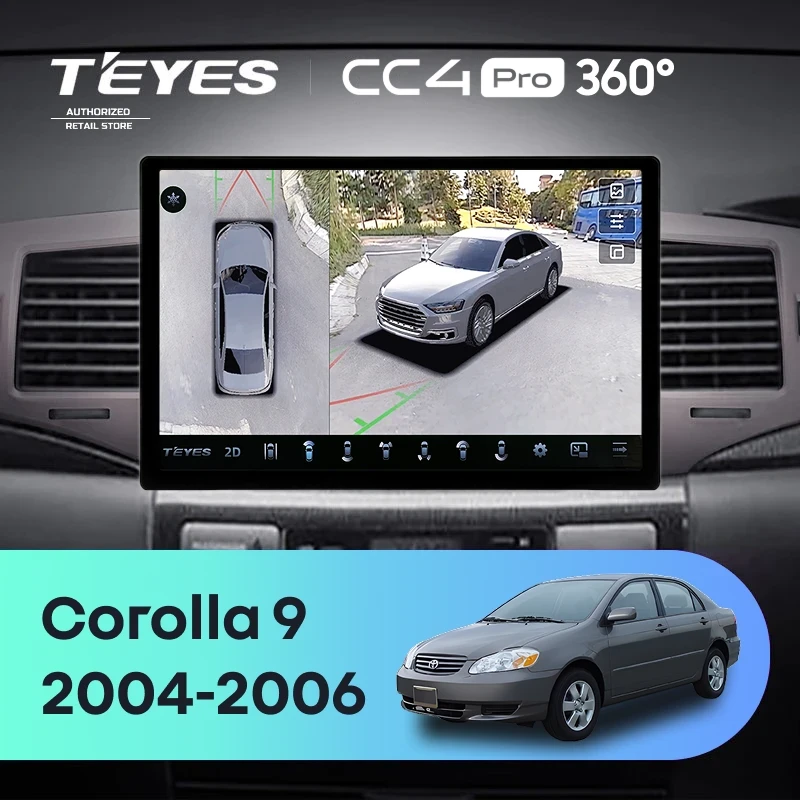 Штатная магнитола Teyes CC4 Pro 360 12/256 Toyota Corolla 9 E120 (2004-2006) (11")