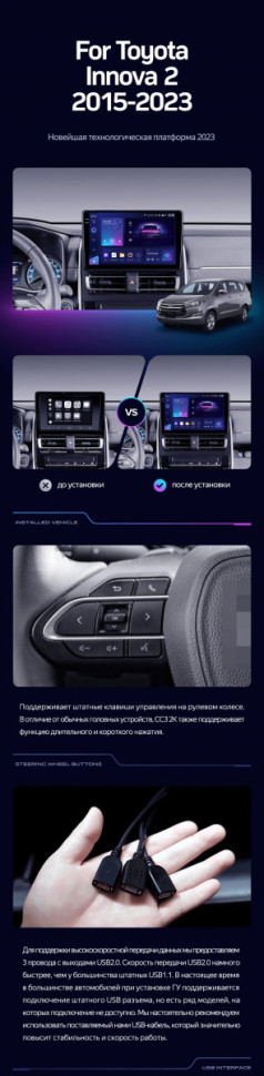 Штатная магнитола Teyes CC3 2K 4/64 Toyota Innova 2 (2015-2023)