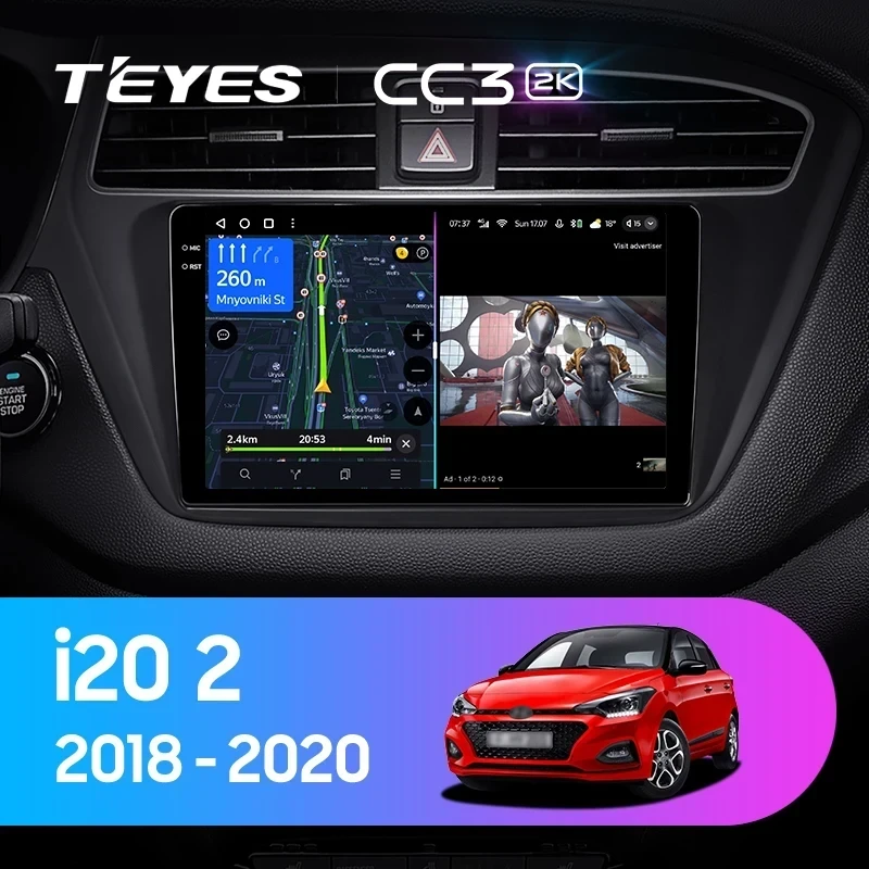 Штатная магнитола Teyes CC3 2K 360 6/128 Hyundai i20 2 GB (2018-2020)
