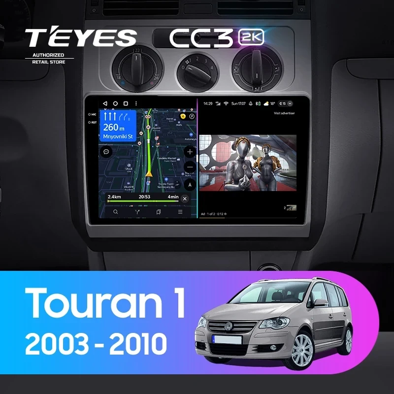 Штатная магнитола Teyes CC3 2K 360 6/128 Volkswagen Touran 1 (2003-2010) F1