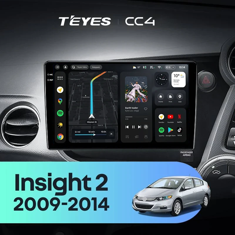 Штатная магнитола Teyes CC4 6/64 Honda Insight 2 (2009-2014) Правый руль