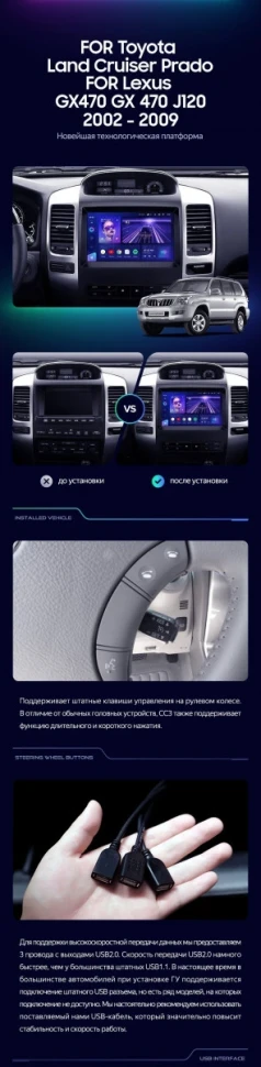 Штатная магнитола Teyes CC3 2K 6/128 Toyota Land Cruiser Prado 120 (2002-2009) F2