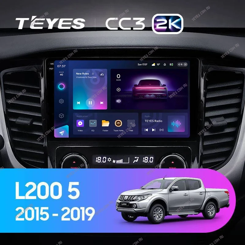 Штатная магнитола Teyes CC3 2K 4/32 Mitsubishi L200 5 (2015-2019) кондиционер F1