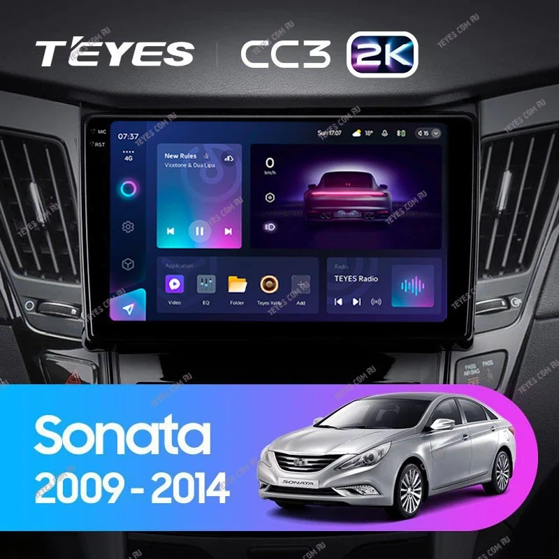 Штатная магнитола Teyes CC3 2K 360 6/128 Hyundai Sonata 6 YF (2009-2014) Тип-B