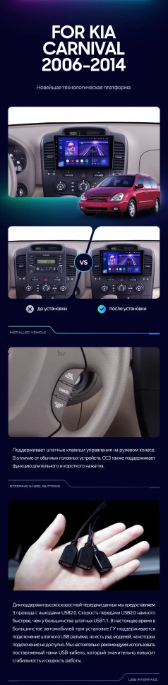 Штатная магнитола Teyes CC3L 4/32 Kia Carnival VQ (2006-2014)
